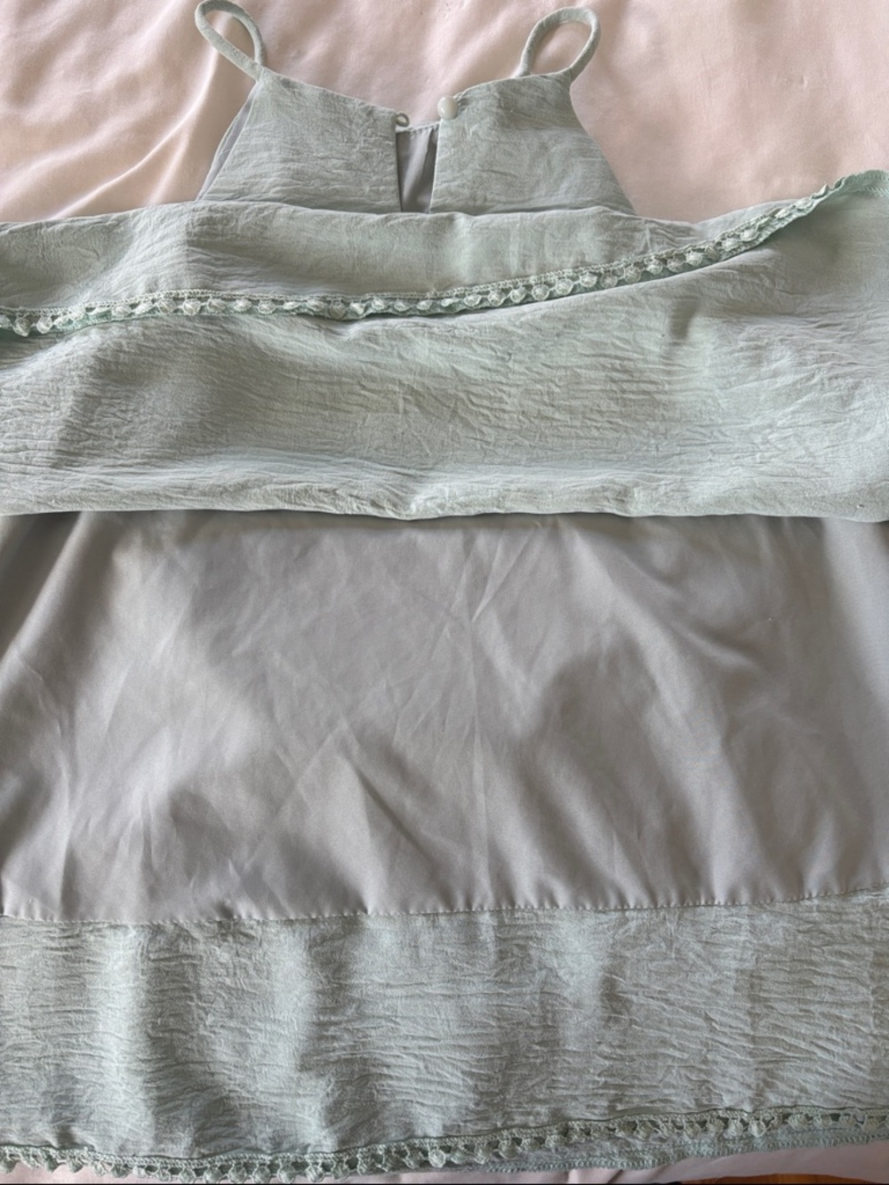 SHEIN Light Sage Halter Cami with Crochet Trim - Picture 7 of 9